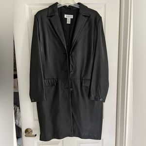 Alfani genuine leather long trench coat